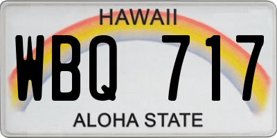 HI license plate WBQ717