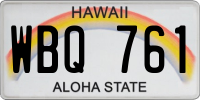 HI license plate WBQ761