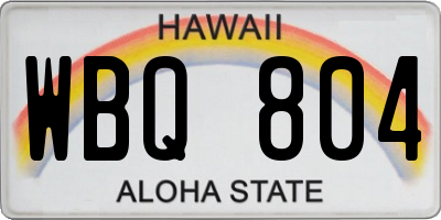 HI license plate WBQ804