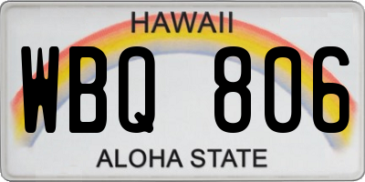 HI license plate WBQ806