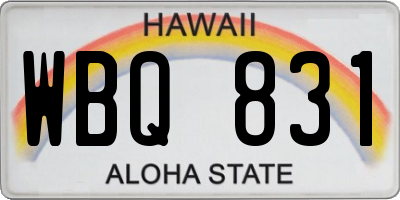 HI license plate WBQ831