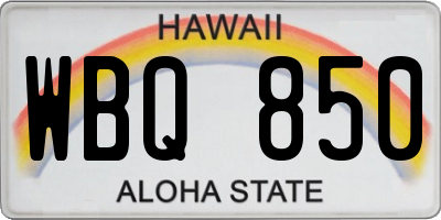 HI license plate WBQ850