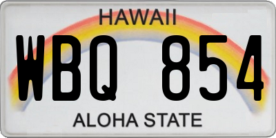 HI license plate WBQ854