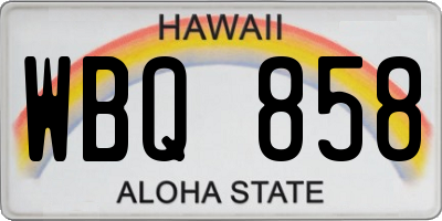 HI license plate WBQ858