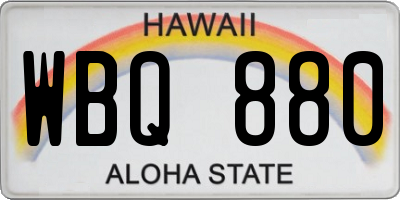 HI license plate WBQ880