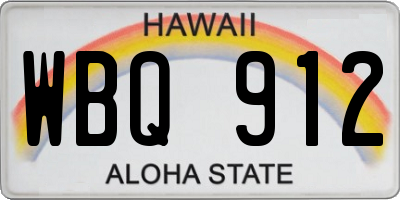 HI license plate WBQ912