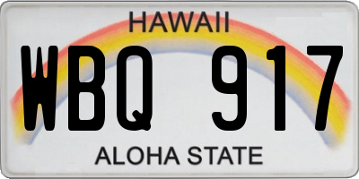HI license plate WBQ917