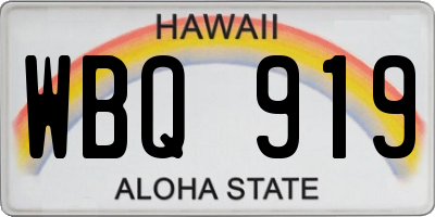 HI license plate WBQ919