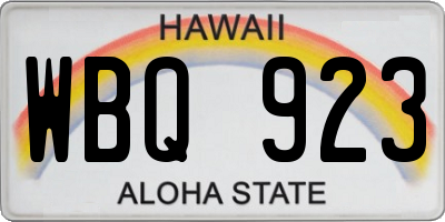 HI license plate WBQ923