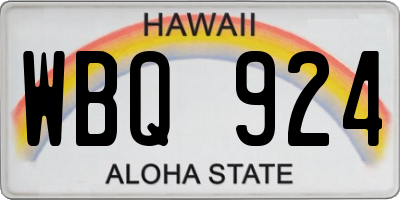 HI license plate WBQ924