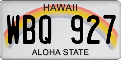 HI license plate WBQ927