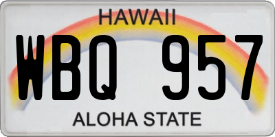 HI license plate WBQ957