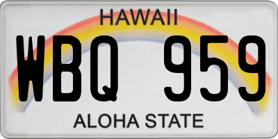 HI license plate WBQ959