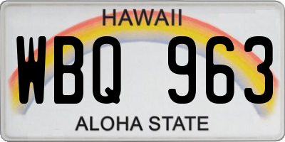 HI license plate WBQ963