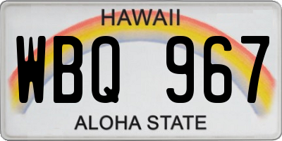 HI license plate WBQ967