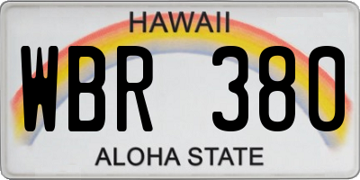 HI license plate WBR380