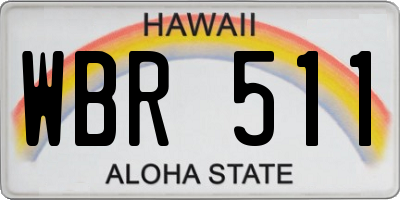 HI license plate WBR511