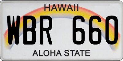 HI license plate WBR660