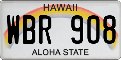 HI license plate WBR908