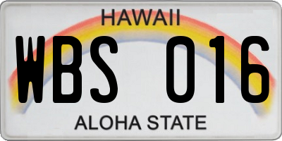 HI license plate WBS016