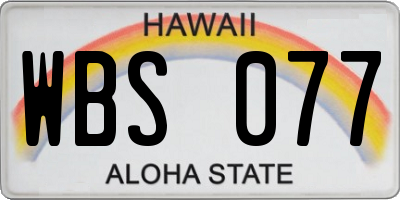 HI license plate WBS077