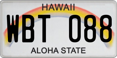 HI license plate WBT088