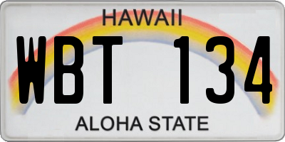 HI license plate WBT134