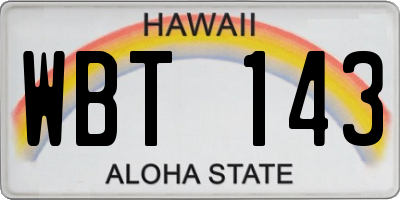 HI license plate WBT143