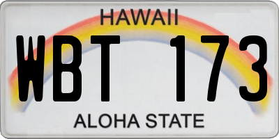 HI license plate WBT173