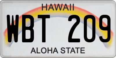 HI license plate WBT209