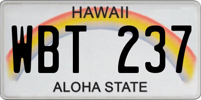 HI license plate WBT237