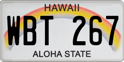 HI license plate WBT267
