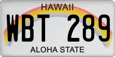 HI license plate WBT289