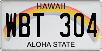 HI license plate WBT304