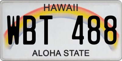 HI license plate WBT488