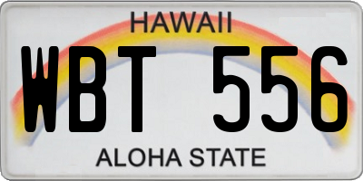 HI license plate WBT556