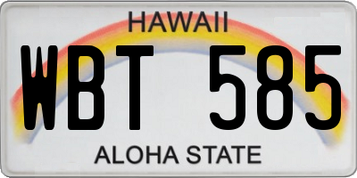 HI license plate WBT585