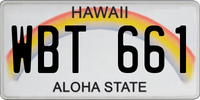 HI license plate WBT661