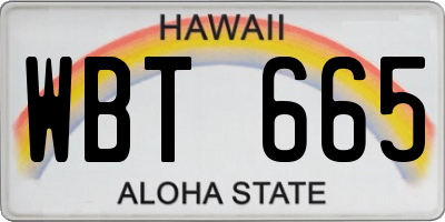 HI license plate WBT665