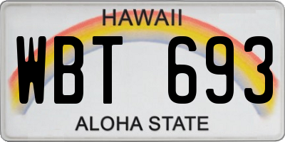 HI license plate WBT693