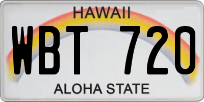 HI license plate WBT720