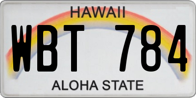 HI license plate WBT784