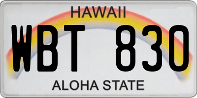 HI license plate WBT830