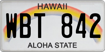 HI license plate WBT842