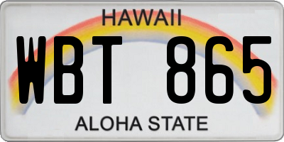 HI license plate WBT865