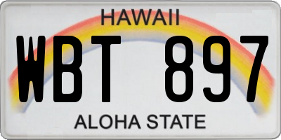 HI license plate WBT897