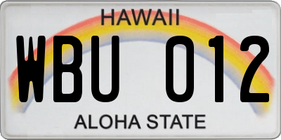 HI license plate WBU012