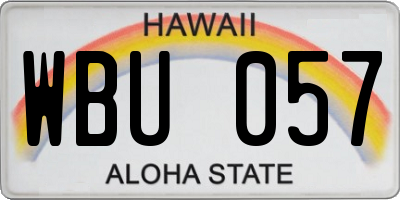 HI license plate WBU057