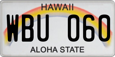 HI license plate WBU060