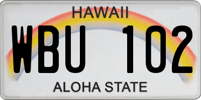 HI license plate WBU102